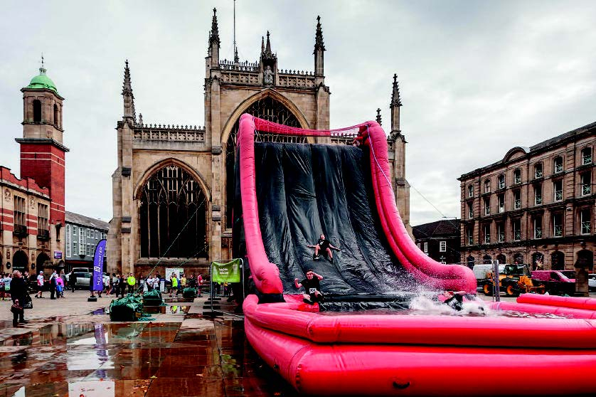 A giant slide at the Hull-timate Challenge