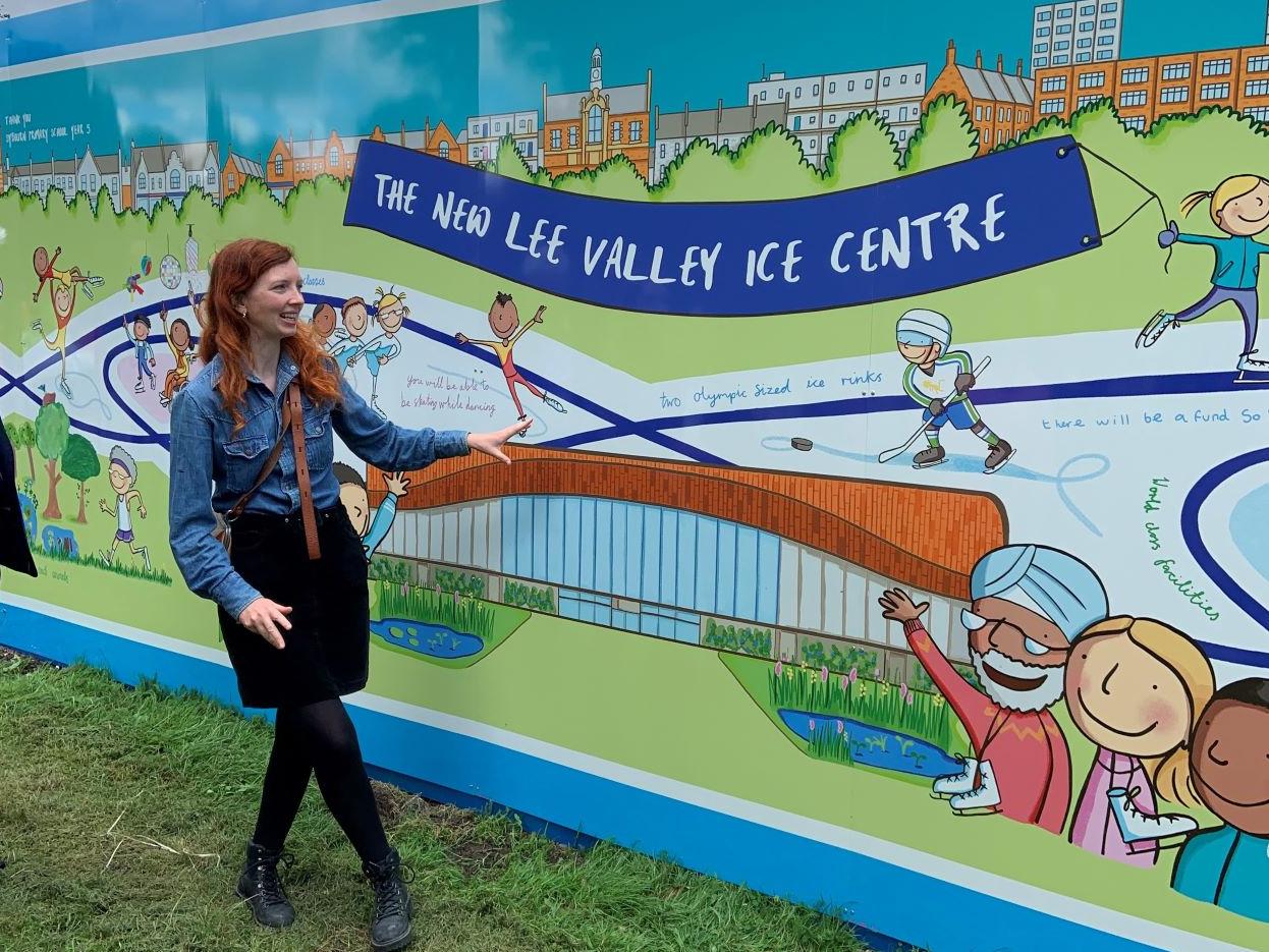 Artist Alice Druitt worked with two local schools to design the hoarding for the site