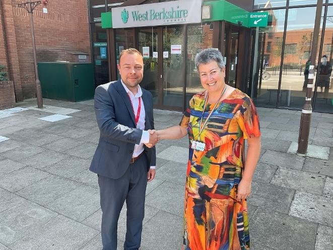 West Berkshire Council's Janine Lewis with Steve Salwa of Everyone Active