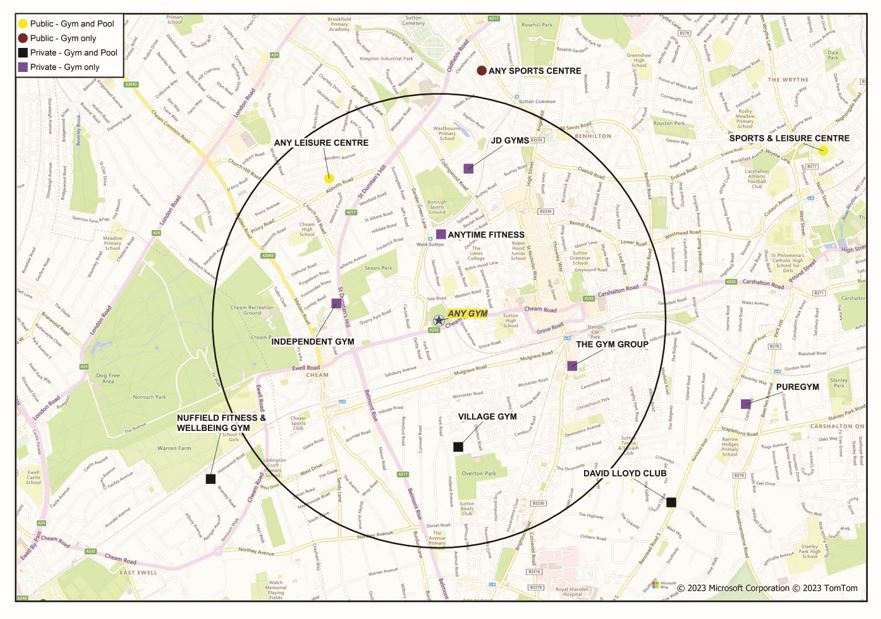 Leisure DB's latent demand report competition Map example